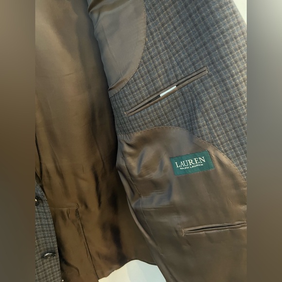 🟤 EUC Lauren by Ralph Lauren Brown & Blue Plaid Sportscoat | Men’s 46L - Picture 3 of 9